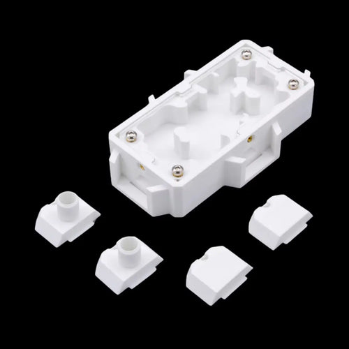 Four-way ant nest connector with interchangeable ports