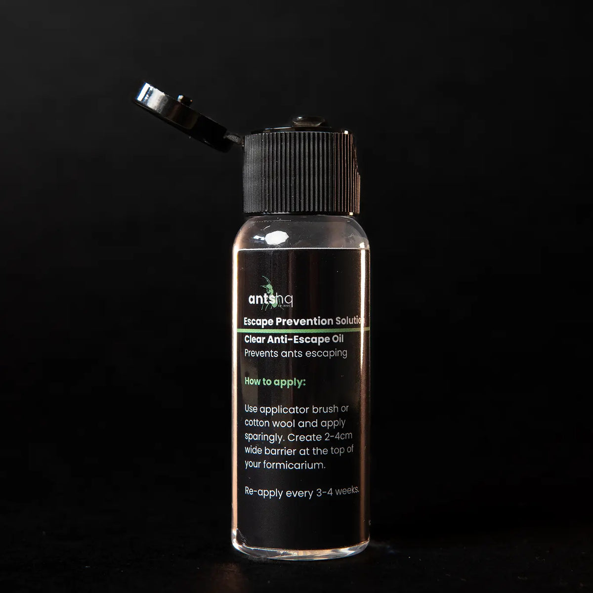 Ant escape barrier treatment in a small bottle