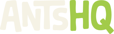 Ants HQ logo in white and green lettering