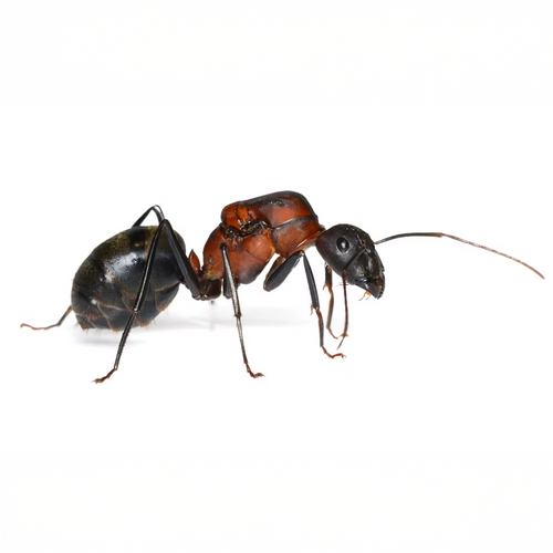 Camponotus angusticollis ants photographed on a white background
