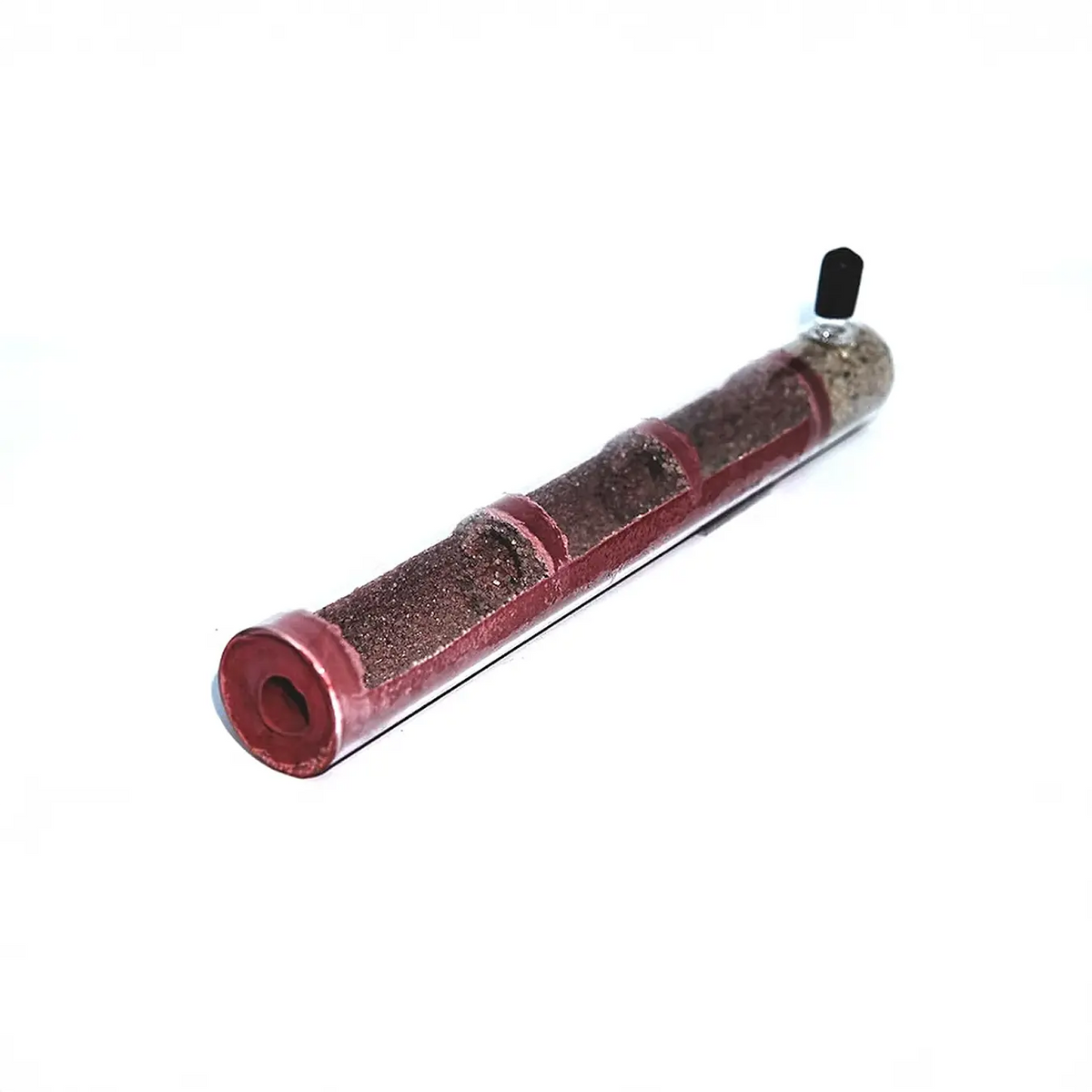 Glass ant nursery tube with a red connector