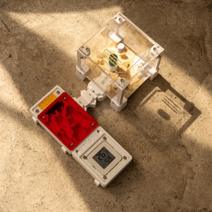FormiLAB small ant nest with red acrylic chambers and accessories