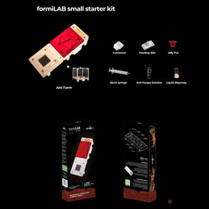 FormiLAB small ant nest with red acrylic chambers and accessories