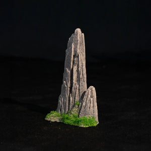 Miniature moss-covered spire rock habitat decoration